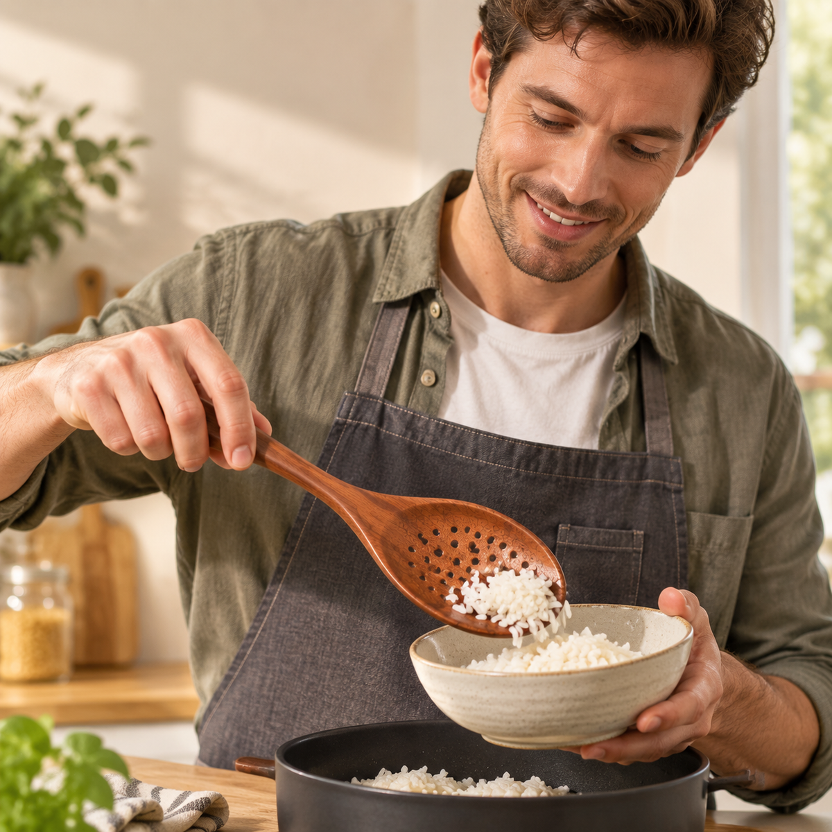tablecraftia® Natural Wood Slotted Spoon