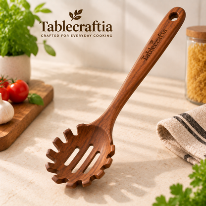 tablecraftia® Natural Wood Pasta Server