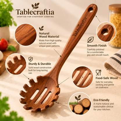 tablecraftia® Natural Wood Pasta Server