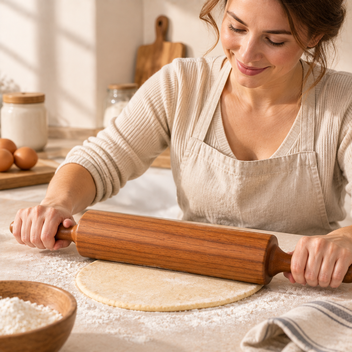 tablecraftia® Natural Wood Rolling Pin