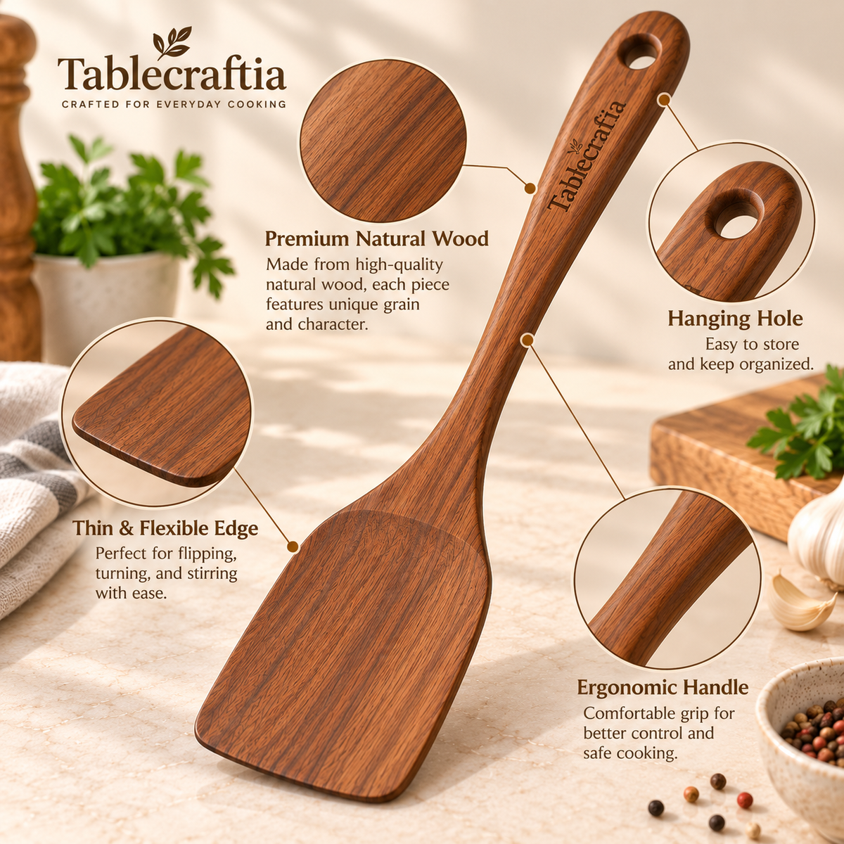tablecraftia® Natural Wood Spatula