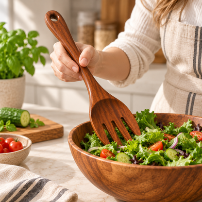 tablecraftia® Natural Wood Salad Serving Fork