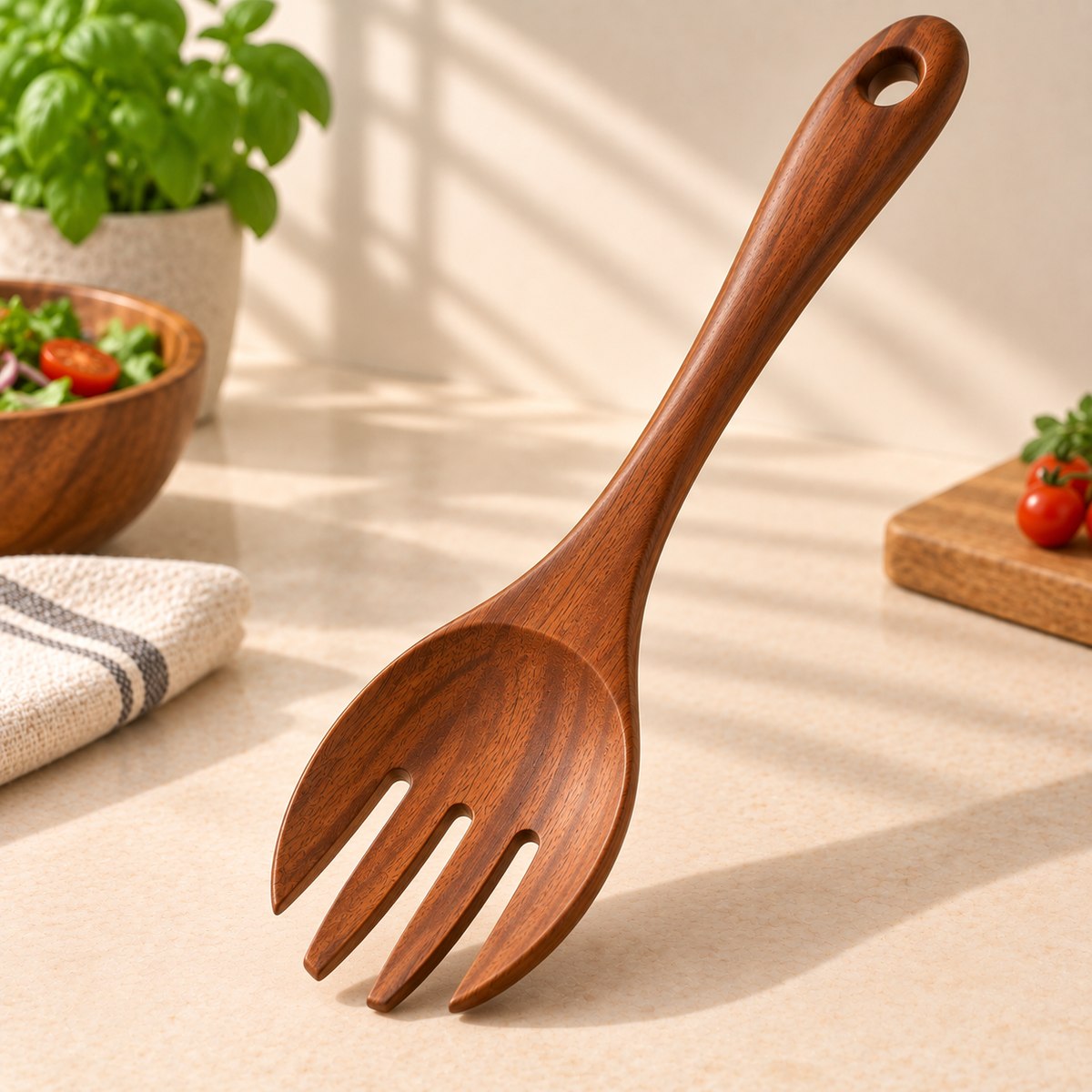 tablecraftia® Natural Wood Salad Serving Fork